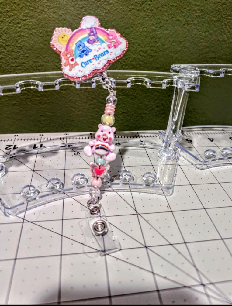 Carebears beaded badge reel