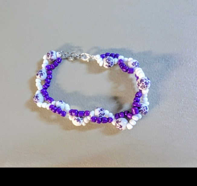 Purple floral beaded bracelets